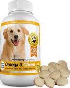 Amazing Omega 3 for Dogs - Omega 3 Fish Oil for Dogs Supplement for Itchy Skin Relief for Dry Skin and Hot Spots and Shedding Coat with EPA and DHA Fatty Acids - 120 Bacon Flavor Chews