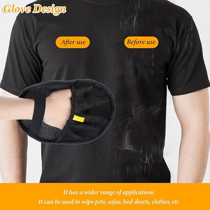 2 Pcs Pet Hair Removal Glove, Double Sided Grooming Gloves, Upgrade Electrostatic Pet Hair Remover, Reusable Pethair Remover Glove for Dogs and Cats Washing Beauty, Sofa, Bed Sheets, Clothes