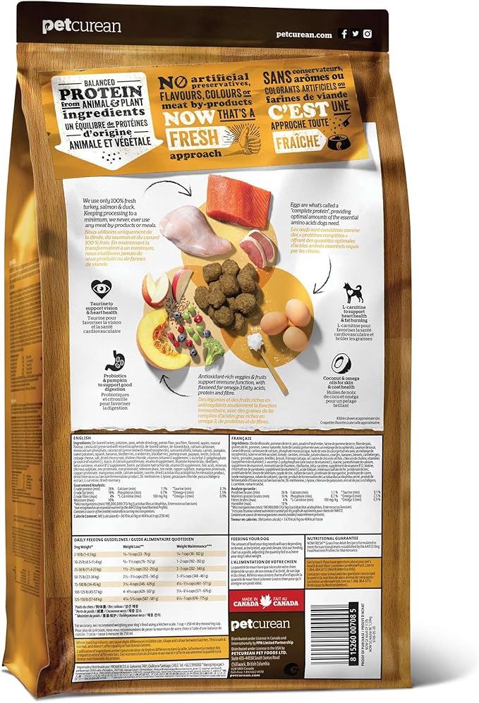 Now Fresh Grain-Free, Dry Dog Food, Real Meat and Fish, Turkey, Salmon and Duck Adult Recipe, All Breed Size, 3.5 lb Bag