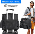 Dog Travel Bag, Airline Approved Pet Travel Bag with 2 Dog Treat Training Pouches for Weekend Pet Travel Supplies & Accessories, Black