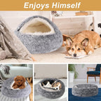 Dog Beds for Small Dogs, Cat Bed Cave, Washable Cute Cat Bed, Cozy Nook Pet Bed for Dogs or Cats, Anti-Slip Puppy Bed Fits up to 12 lbs Pets(Grey, 20" x 20")