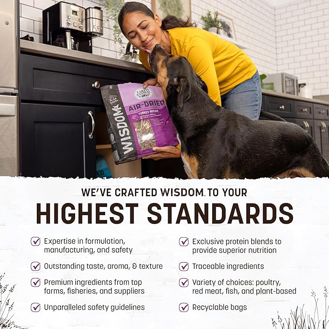 Earth Animal Wisdom Air Dried Dog Food | Turkey Recipe Premium Natural Dog Food | All Breeds & Ages | Made in The USA | 8 Pound Bag