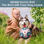 QDAN Extra Large Soccer Ball with Straps, Interactive Dog Toys for Tug of War, Puppy Birthday & Water Toy, Large Dog Balls - Blue & Red (9 Inch)