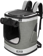 JESPET & GOOPAWS Pet Backpack Carrier for Small Dog, Puppy, Soft Carrier Backpack Ideal for Traveling, Hiking, Walking and Outdoor Activities with Family (Smoke Grey)