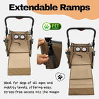 Foldable Pet Wagon Dog Stroller with Removable Fully Zipped Tent, Pet Travel Wagon with Extendable Ramp Built-in Storage Attached Water and Food Station