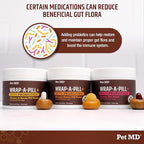 Pet MD Wrap-A-Pill with Dog Probiotics - Pill Wrap for Dogs Medicine - Easy-to-Use Paste to Hide Capsules, Create Pockets and Pill Treats for Dogs - Peanut Butter (4.2oz)