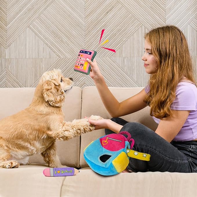 Hide and Seek Dog Toys, Squeaky Interactive Puzzle Dog Toys for Boredom and Stimulation, Dog Enrichment Toys with Rope for Small and Medium Dogs