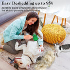 Self Cleaning Deshedding Brush for Dogs & Cats - Skin Friendly Grooming Tool with Hair Removal for Haired Pets, Green