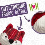 HuggleHounds Knottie Plush Dog Toy - Dog Stuffed Animal Toy for Small, Medium & Large Sized Dogs, Durable Plush to Keep Them Busy - Tartan Tidings Fox, Large