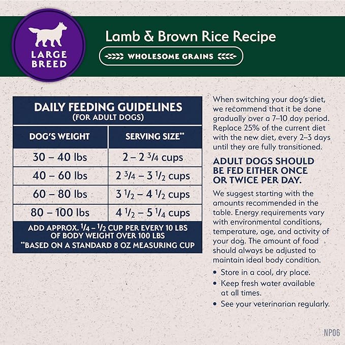 Natural Balance Limited Ingredient Large Breed Adult Dry Dog Food with Healthy Grains, Lamb & Brown Rice Recipe, 26 Pound (Pack of 1)