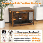 Dog Crate Furniture, Wooden Dog Crate 38in, Decorative Cage with End Table for Dog Indoor Kennel, High Anxiety Dog, Escape-Proof Locks for All Breeds
