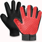 Upgrade Pet Grooming Gloves, Grooming Gloves for Dogs, Cats, Rabbits & Horses with Long and Short Hair, Efficient Pets Hair Remover Mittens - 1 Pair (Red)