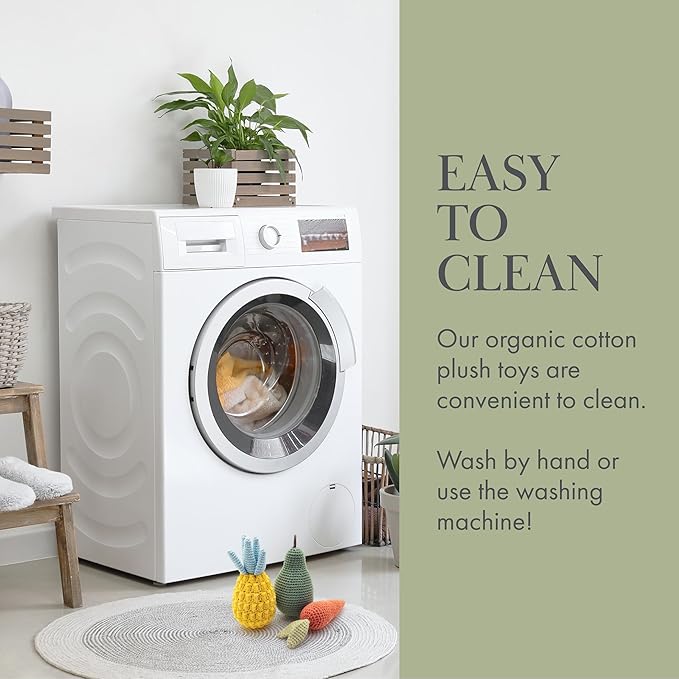 Organic Cotton Squeaky Dog Toys Fruits & Veggies Dog Toy Pack - Handmade Knit Dog Accessories, for Small Medium Dogs, Puppy Essentials and Puppy Toys Perfect Dog Gift