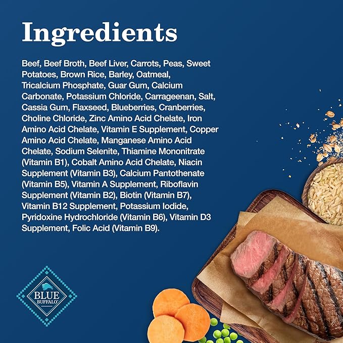 Blue Buffalo Homestyle Recipe Adult Wet Dog Food, Made with Natural Ingredients, Beef Dinner With Garden Vegetables, 12.5-oz Cans (12 Count)