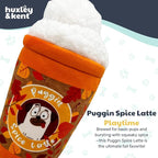 Huxley & Kent Funny Dog Toy w/Squeaker – Fall Power Plush Squeaky Dog Toys for Small, Medium & Large Dogs – Soft Stuffed Animal for Indoor Play & Fetch - Puggin Spice Latte, Large