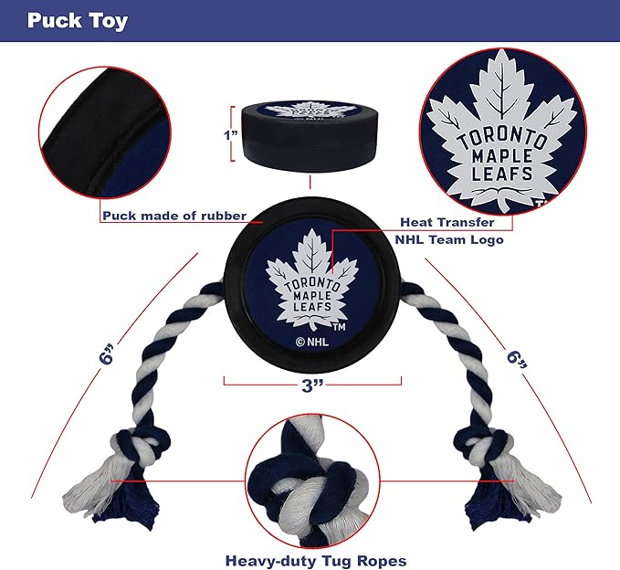 Pets First NHL Toronto Maple Leafs Puck Toy for Dogs & Cats. Play Hockey with Your Pet with This Licensed Dog Tough Toy Reward!