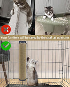 VCEPJH 2 Pcs Cat Scratching Post for Crate Cage Mounted Cat Scratcher Natural Sisal Scratch for Scratching and Climbing Furniture 15x2.7inches (Yellow)