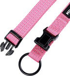 Mile High Life Dog Collar, Nylon Reflective Dog Collars w Pull D-Ring, Light Weight Adjustable Puppy Collars, Dog Collars for Small Dogs(Pink, Small)