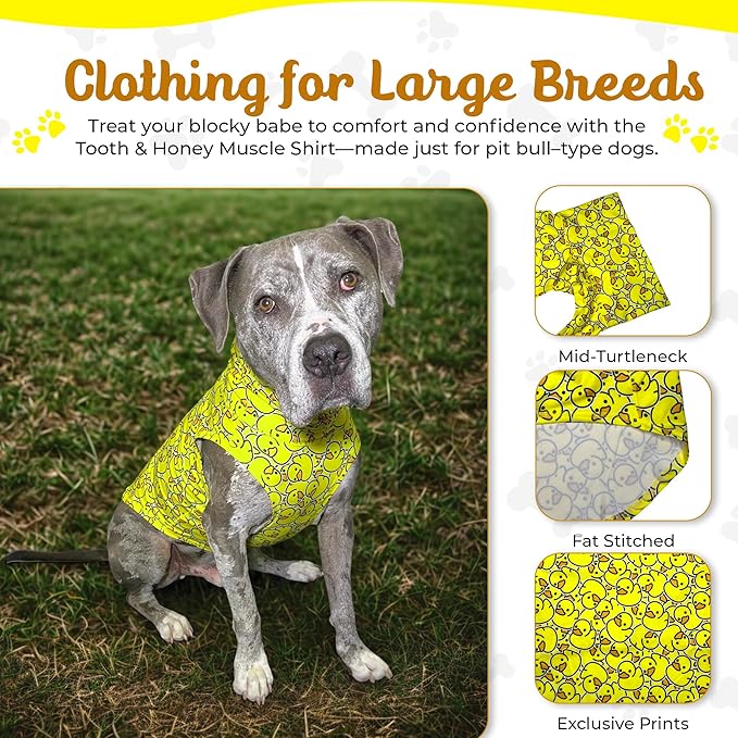 Tooth & Honey Dog Vest Shirt – Lightweight Sleeveless Summer Clothing for Pitbulls Large Breeds, Soft Anxiety Shirt, Breathable Sun Protection Pet Clothing