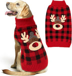 KYEESE Dog Christmas Sweater Reindeer Christmas Dog Sweater for Medium Dogs with Leash Hole Large Dogs Christmas Sweater Red Buffalo Check Pet Sweater Pet Christmas Outfit,XXL