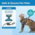 Voyager Escape-Proof Step-in Lock Cat Harness & 5ft Neoprene-Handle Leash Set All-Weather Mesh with Reflective Stitching for Small to Large Cats by Best Pet Supplies, Black Trim-Turquoise (327), XXXS