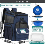 PetAmi Dog Backpack Carrier, Airline Approved Cat Backpacks for Carrying Small Large Cats, Pet Carrier Back Pack, Ventilated Soft Sided for Travel, Hiking, Camping, Max 18 lbs, Navy