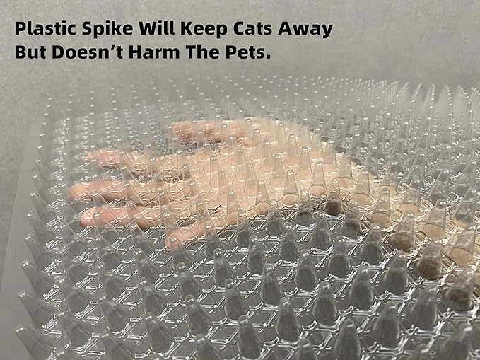 12 Pack Cat Repellent Outdoor/Indoor Scat Mat for Cats&Dogs, Keep Away Pest Plastic Mats with Spikes,16 x 13 Inches
