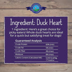 Freeze Dried Dog and Cat Treats, Duck Heart, All Natural Freeze-Dried Dog Treat & Snack, Made in USA, High in Protein, Essential Nutrition of Raw Food, Single Ingredient 3oz