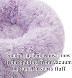Calming Donut Dog Bed Small, Plush Round Cuddler Dog & Cat Bed, Anit-Anxiety Marshmellow Fluffy Faux Fur Cushion(20", Purple)