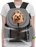 PetAmi Front Carrier Backpack for Dogs and Cats - Ventilated Adjustable Pet Chest Carrier for Hiking, Camping, Travel - Small to Medium Pets Up to 10 lbs - Grey
