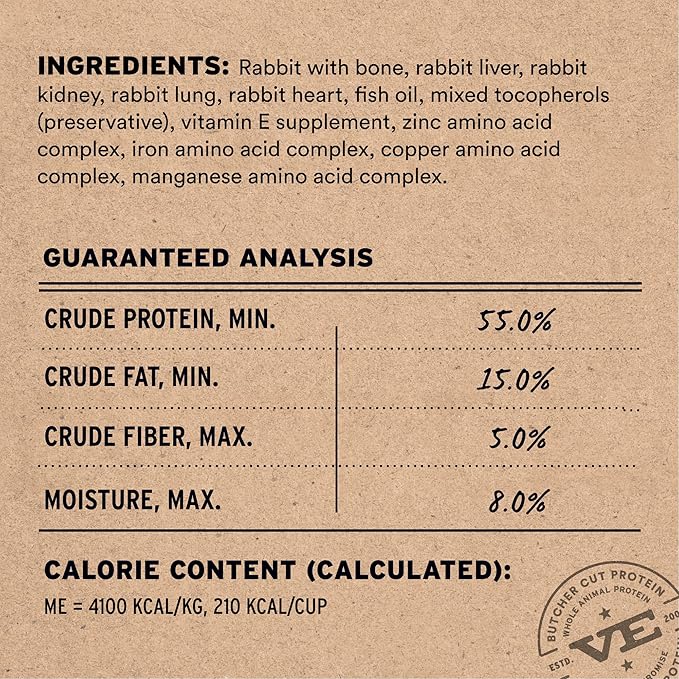Vital Essentials Freeze-Dried Raw Rabbit Meal or Mixer Dog Food Crunchy Mini Nibs, 25 oz