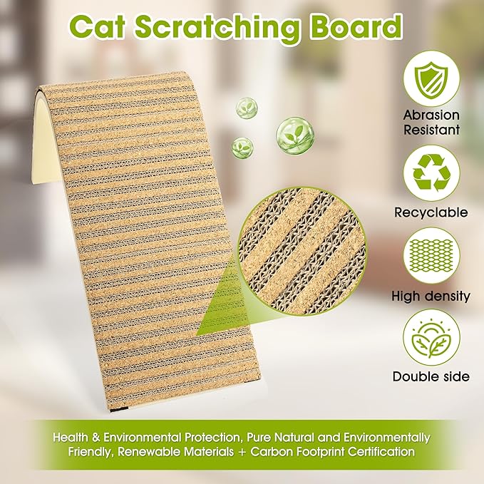 cat Scratching Post-Cat Scratching Pad with Corkcat beds for Indoor Cats-cat Scratch with 2 Pcs Cardboard,Easy Replace,Scratching Board Toy,Eco-Friendly Sustainable Kitten Scratching Post-cat ramp