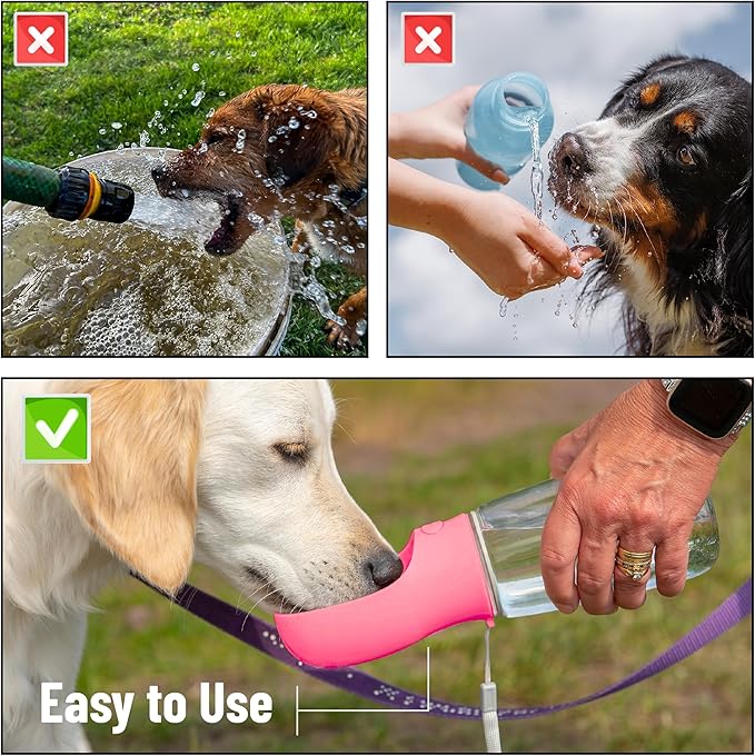 Mr. Pen Portable Dog Water Bottle - 19 oz, Pink, Travel Dog Water Bottle Dispenser, Not Dishwasher Safe