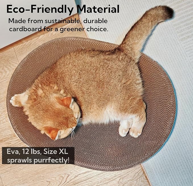 2 Pack Extra Large Cat Scratcher Cardboard, Oval Scratcher Bed Cat Scratch Bowl, Scratching Lounge Couch Round Shaped Nest for Indoor Cats Furniture Protector