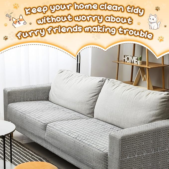 Sanwuta 2 Pcs 26.3 ft Cat Spike Mat Outdoor Cat Deterrent Mat with Spikes Prickle Strips Indoor Dog Digging Deterrent Anti Network Spikes with 10 Staples for Garden Fence(Gray)