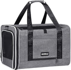 Top Loading Medium Cat Carrier with Privacy Curtain, Delta Approved TSA Pet Travel Crate Suitcase Luggage Sleeve, Soft-Sided Dog Kennel Bag 18x11x11 United Airline Approved Under Seat Grey