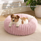 Bedsure Donut Small Dog Bed - Dog Beds for Small Dogs with Corduroy Fleece & Anti Slip Bottom, Round Faux Fur Pet Beds with Washable Removable Cover, Blush Pink, 27x27x8 inches