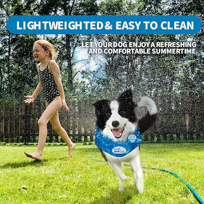 ALL FOR PAWS Dog Cooling Bandana, Cooling Bandanas for Extra Large Dogs, Ice Dog Bandanas, Cooling Neck Wraps for Dogs, Chill Out Blue Neck Cooler (XL)