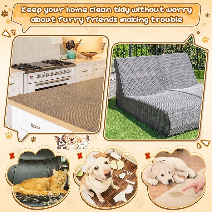 Sanwuta 2 Pcs 26.3 ft Cat Spike Mat Outdoor Cat Deterrent Mat with Spikes Prickle Strips Indoor Dog Digging Deterrent Anti Network Spikes with 10 Staples for Garden Fence(Gray)