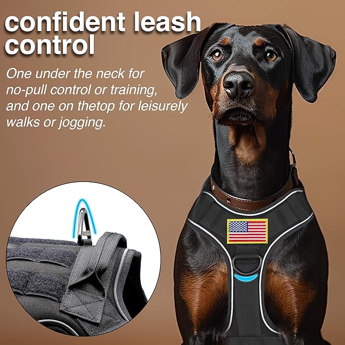 Tactical Dog Cooling Harness Vest with Gel Ice Packs, No Pull Cooling Vest for Summer, Dog Harness with Handle, Adjustable Dog Vest Harness for Summer Walking Hiking Training (Medium)