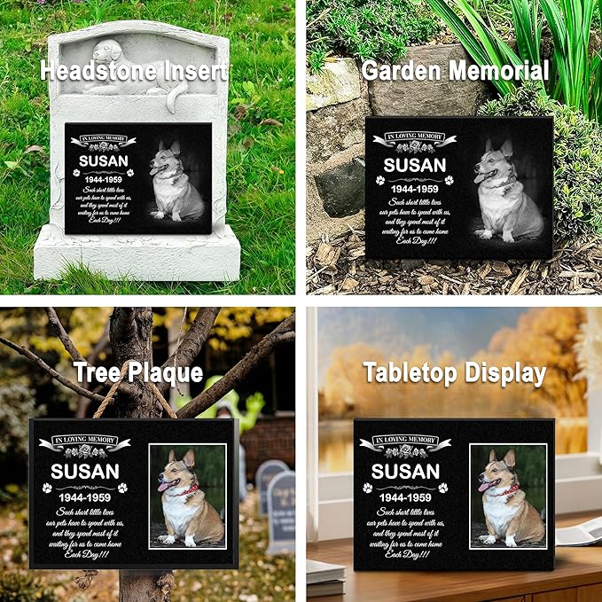 ADFSTONE Pet Memorial Stones Personalized Dog Remembrance Gifts, Customized Dog Picture Grieving Plaque, DIY Gravestone, Custom Sympathy Photo Gift, Animal Grave Markers.