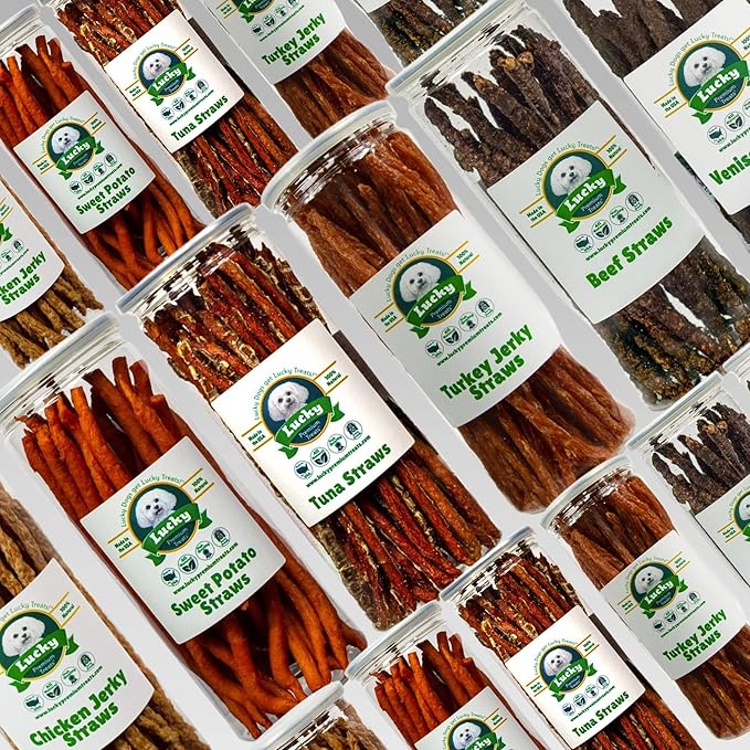 Tuna Jerky Straws Dog Treats – Single Ingredient, All-Natural Dehydrated Fish Jerky Treats – High Protein, Low Fat, Grain Free, High in Omega-3 – Made in USA – 7 oz Jar