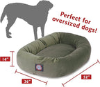 Majestic Pet 52 Inch Suede Calming Dog Bed Washable 52x35x11 (Inch) – Cozy Soft Round Donut Dog Bed with Spine Support for Dogs to Rest Their Head - Pet Bed X- Large – Sage
