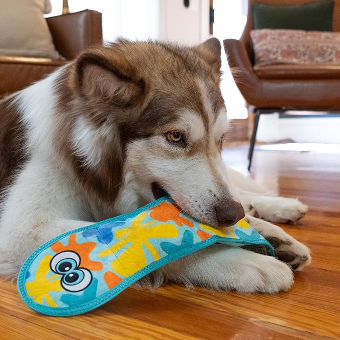 Outward Hound Tough Skinz Durable Squeaky Dog Toy with Two Tough Layers, Snake, Blue, Large