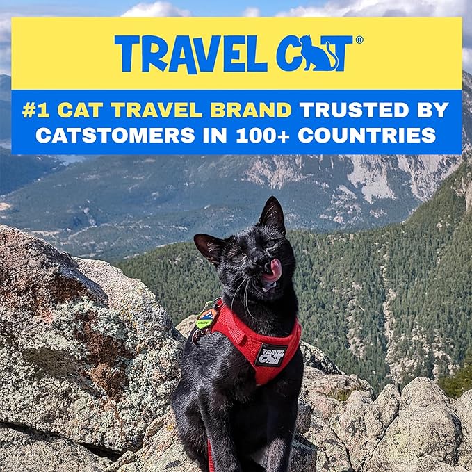 Travel Cat Harness and Leash Set - Adjustable Fit Mesh Cat Harness and Reflective Strap - Comfort Walking Vest for Kitten for Outdoor Walking, Hiking (Large, Red)