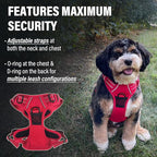 Doggie Design Venture Paw No Pull Dog Harness - Simple Adjustable Puppy Harness - Anti Pull Dog Collar for Walks and Outdoor Adventures - Crimson, M