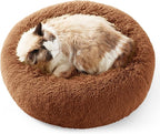 Bedsure Calming Cat Beds for Indoor Cats - Small Cat Bed Washable 20 inches, Anti-Slip Round Fluffy Plush Faux Fur Pet Bed, Fits up to 15 lbs Pets, Caramel
