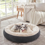 45 inches Donut Dog Bed for Extra Large Dogs,Calming Round Pet Bed with Removable Cover, Washable Milk Plush Faux Fur, Fits Pets up to 100 lbs(Dark Grey,XL)