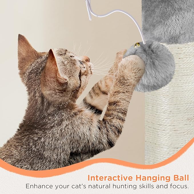 Yaheetech 57in Tall Cat Tree, Multi-Level Cat Tower W/Extended Platform, Padded Perch, Scratching Posts, Ball, for Indoor Large Cat Kitty as Pet Play House Activity Center