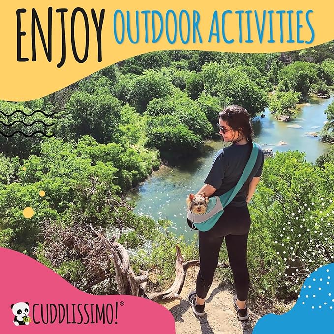 Pet Sling Carrier - Soft Front-Chest Carrying Bag for Small Pets (Ideal for Dogs, Puppies & Cats 6–10 lbs) - Carefully Sized for Yorkshire Terrier, Maltese, Toy Poodle, Papillon -(Teal-L)